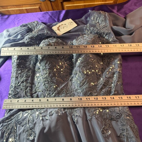 NEW πWedding Dress Chiffon Long Sleeves Lace Sequins Mother Bride/ Groom Dress - Picture 10 of 16